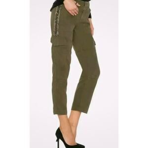Joie Womens Embellished Utility Cargo Fatigue Olive Pant Size 4